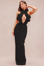 Elegant Midnight Petals Evening Dress – Editorial Shot