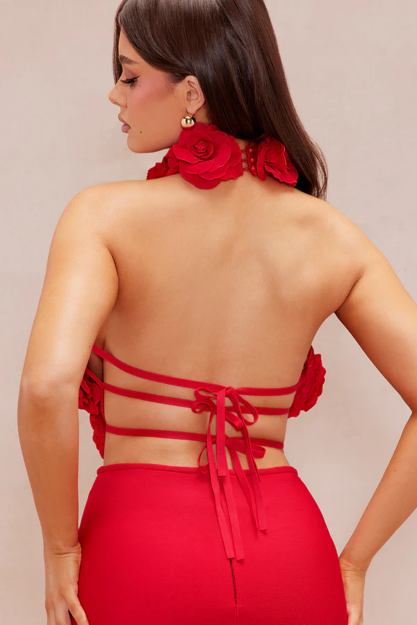 Elegant Midnight Petals Evening Dress – Detail View