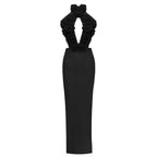 Elegant Midnight Petals Evening Dress – Studio View