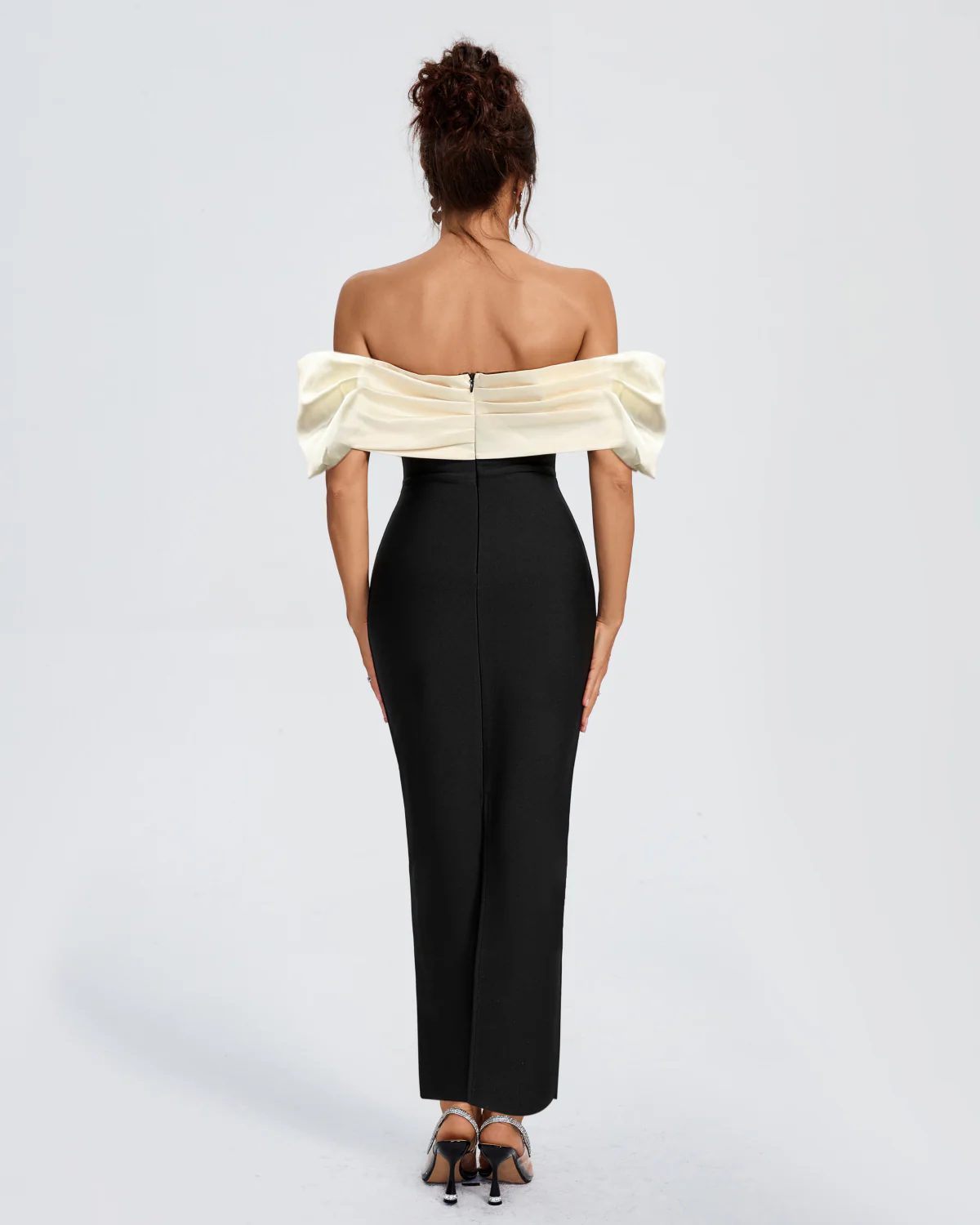 Refined Flame Feather Evening Dress – Full Length