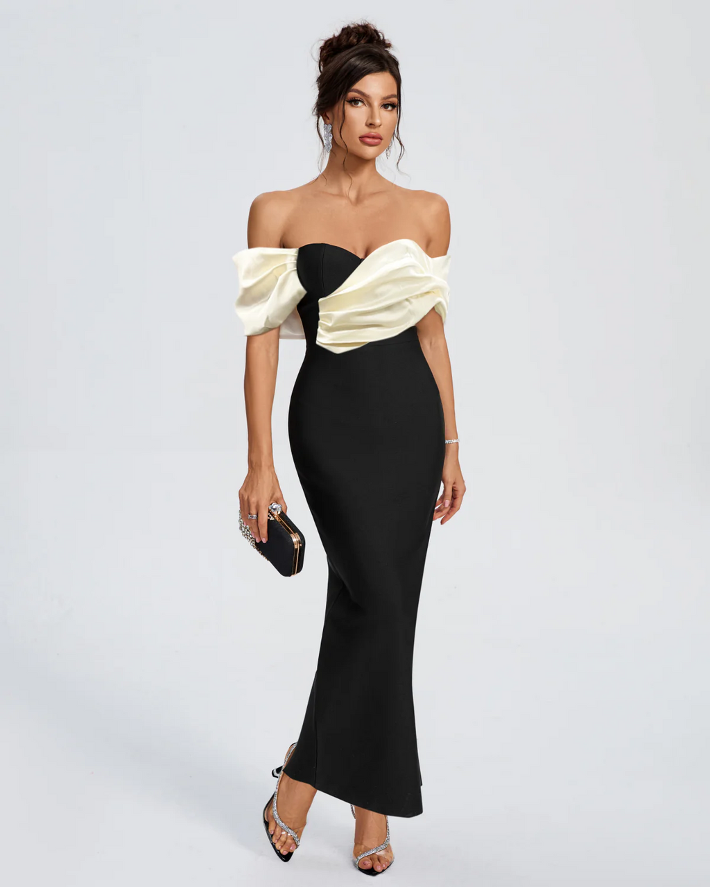 Refined Flame Feather Evening Dress – Front View