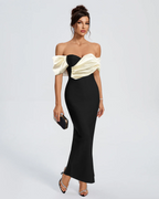 Refined Flame Feather Evening Dress – Front View