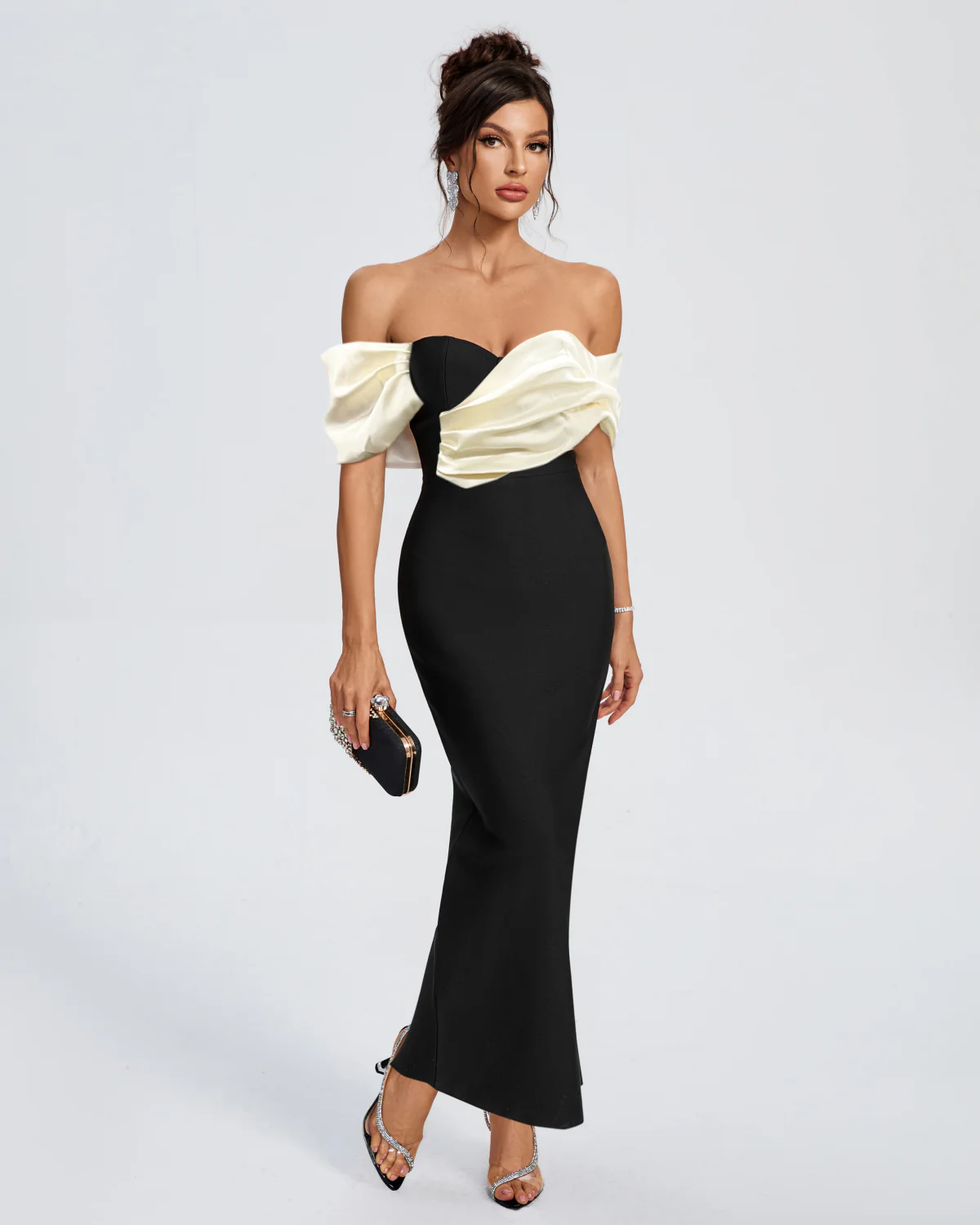 Refined Flame Feather Evening Dress – Front View