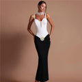 Graceful Crystal Noir Evening Dress – Front View