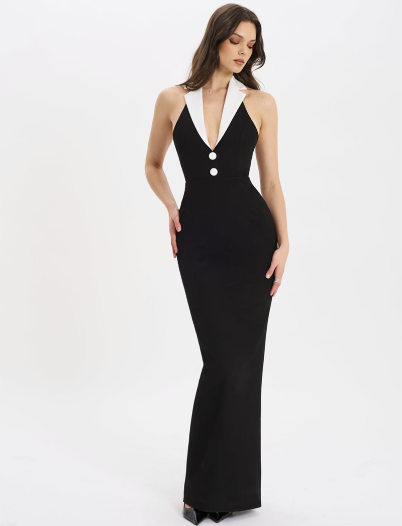 Chic Royal Hourglass Evening Dress – Full Length