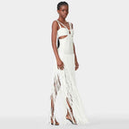 Alluring Bordeaux Ligne Evening Dress – Flow Shot