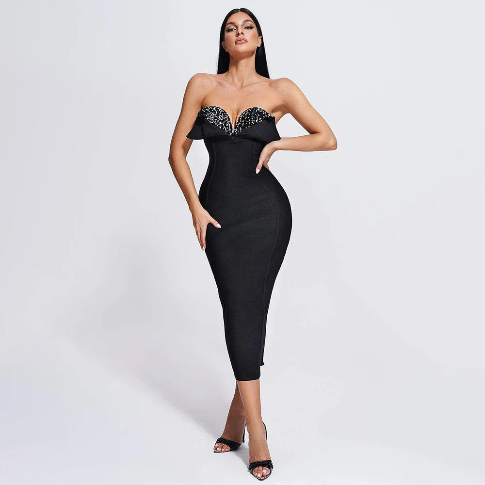 Radiant Noir Eclipse Evening Dress – Front View