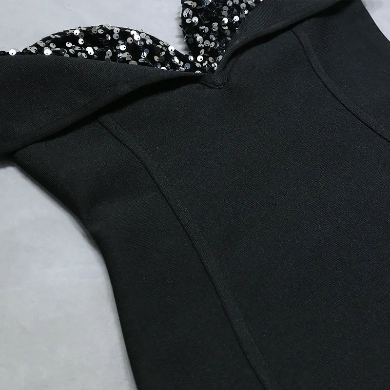 Radiant Noir Eclipse Evening Dress – Close Up