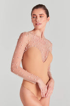 Radiant Ivory Pearl Jumpsuit Evening Dress – Editorial Shot