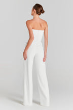 Radiant Ivory Pearl Jumpsuit Evening Dress – Texture Detail
