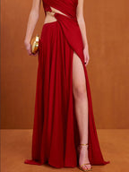 Exquisite Gilded Flame Evening Dress – Detail View