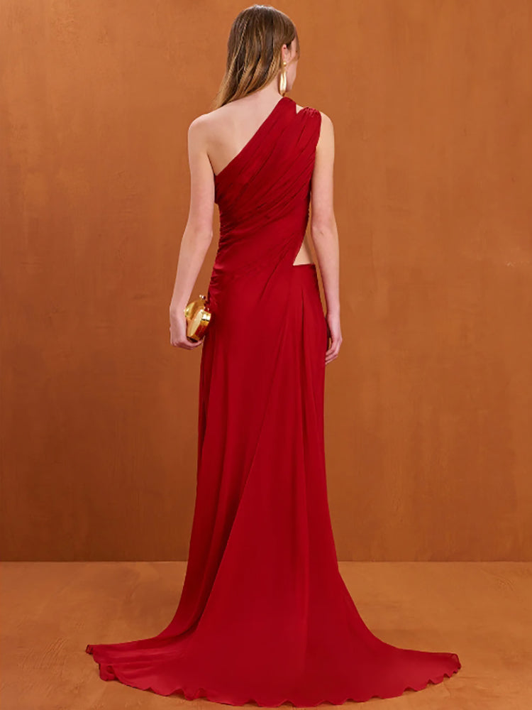 Exquisite Gilded Flame Evening Dress – Side View