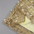Polished Golden Reverie Evening Dress – Model View
