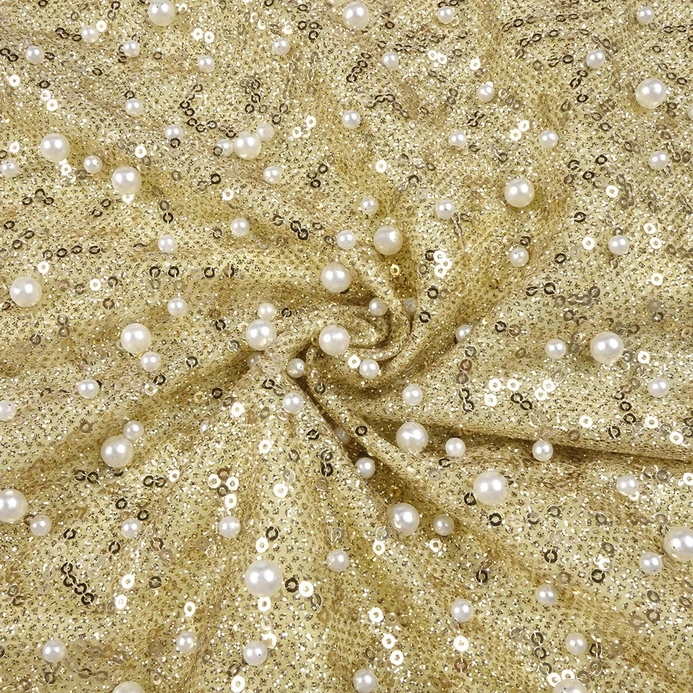 Polished Golden Reverie Evening Dress – Detail View