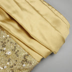 Polished Golden Reverie Evening Dress – Full Length