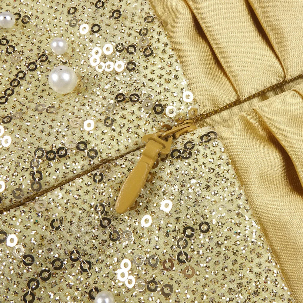 Polished Golden Reverie Evening Dress – Flow Shot