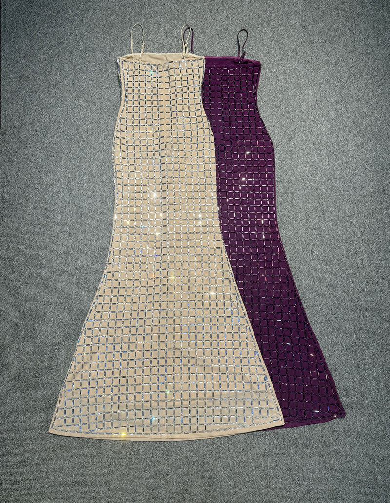 Graceful Violet Spark Evening Dress – Texture Detail