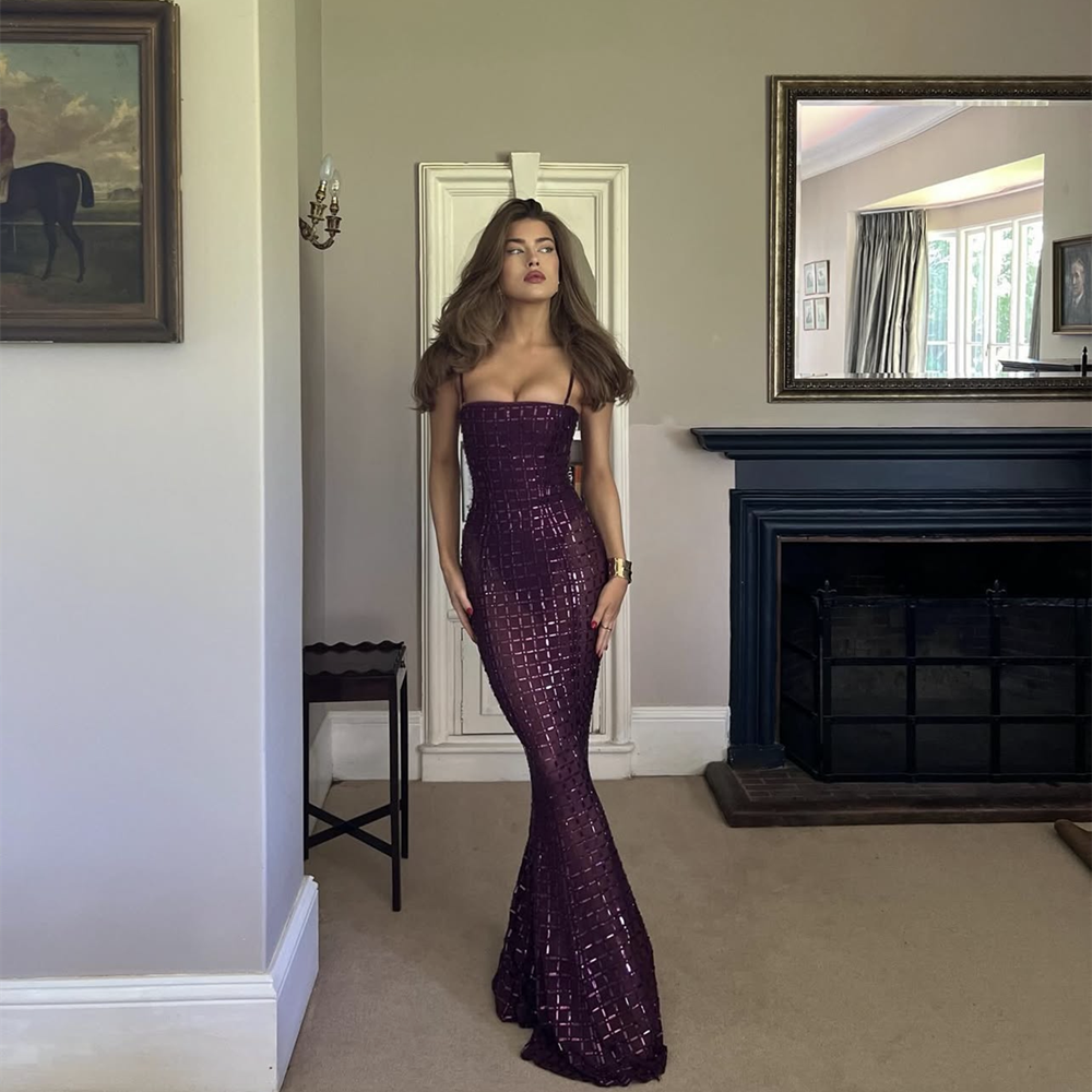 Graceful Violet Spark Evening Dress – Front View