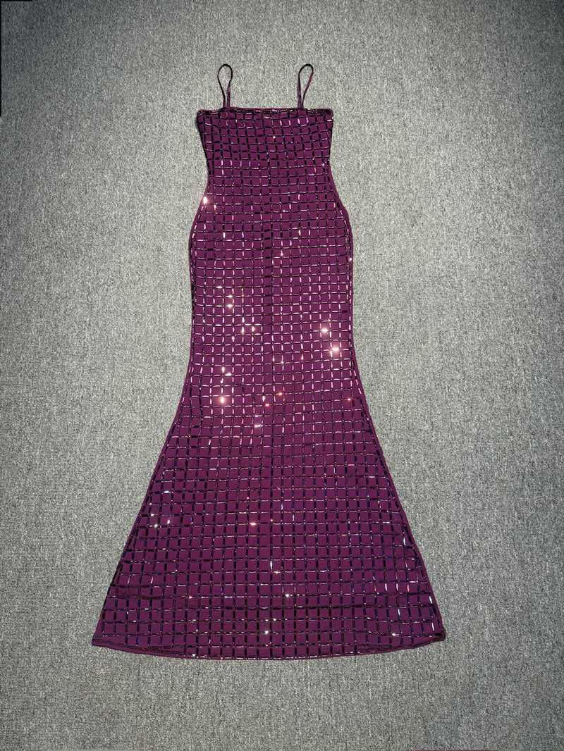 Graceful Violet Spark Evening Dress – Back View