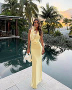 Elegant Sunset Bloom Evening Dress – Front View