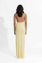 Elegant Sunset Bloom Evening Dress – Worn View