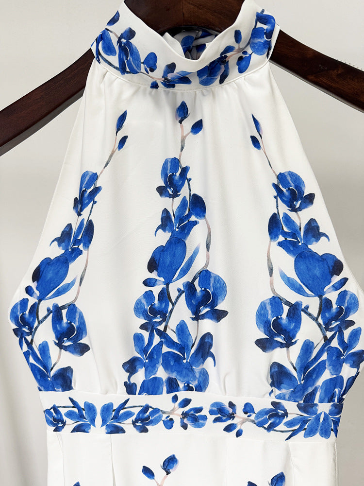 Radiant Azure Bloom Evening Dress – Close Up