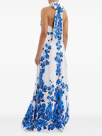 Radiant Azure Bloom Evening Dress – Detail View