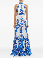 Radiant Azure Bloom Evening Dress – Side View