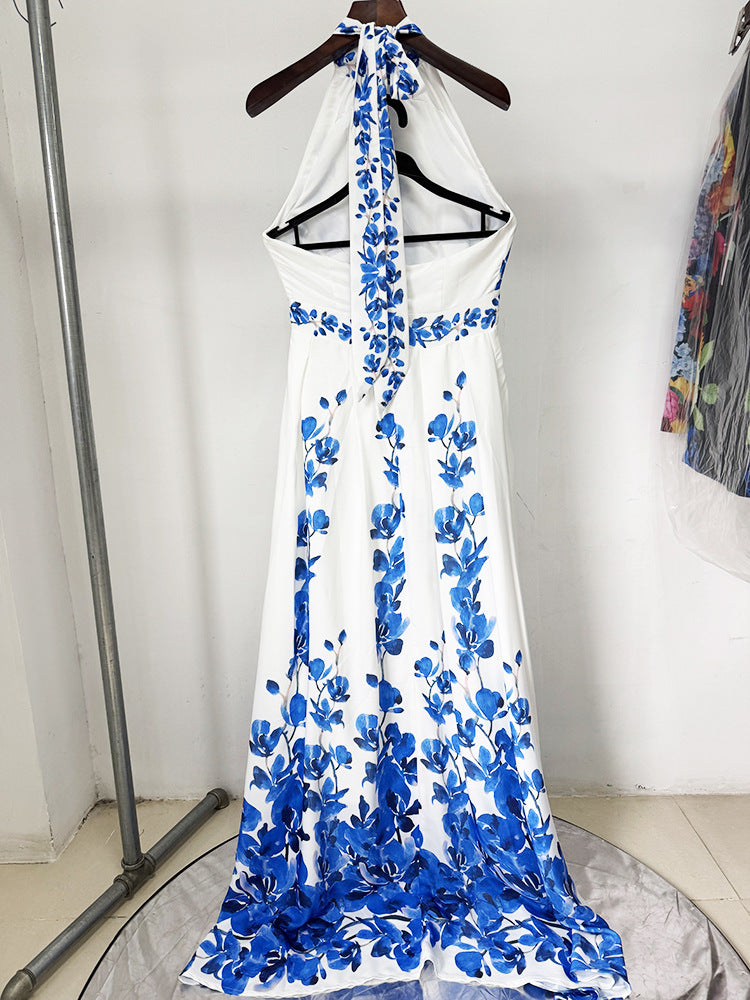Radiant Azure Bloom Evening Dress – Silhouette