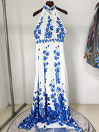 Radiant Azure Bloom Evening Dress – Flow Shot