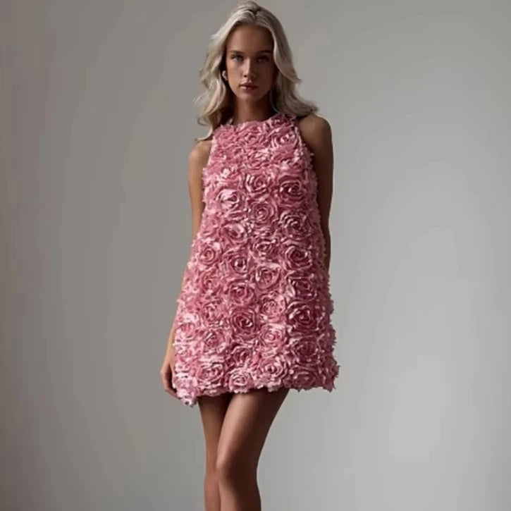Classic Rose Cloud Cocktail Dress – Side View