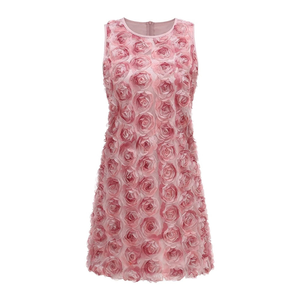 Classic Rose Cloud Cocktail Dress – Detail View