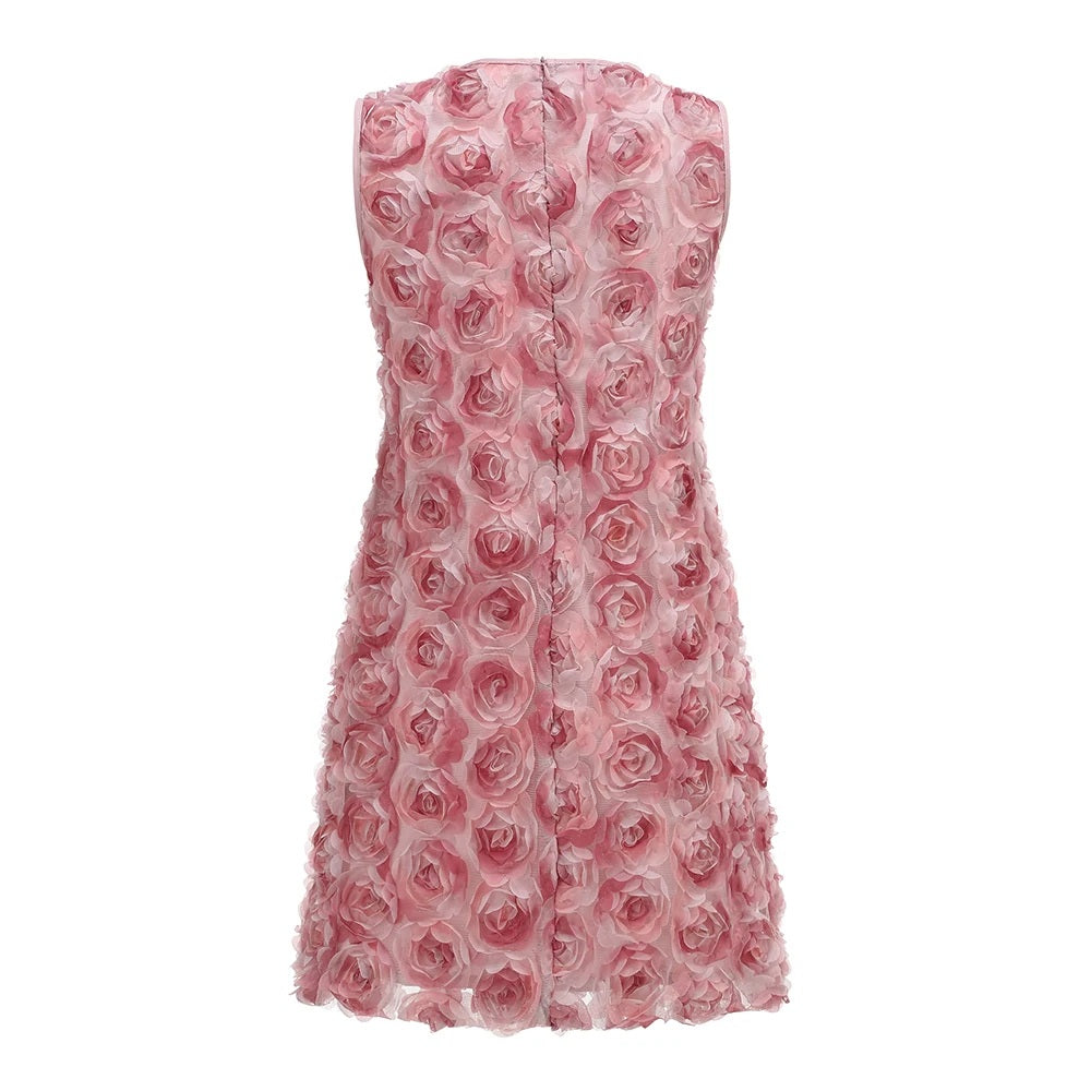 Classic Rose Cloud Cocktail Dress – Full Length