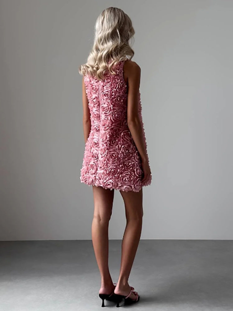 Classic Rose Cloud Cocktail Dress – Full Length