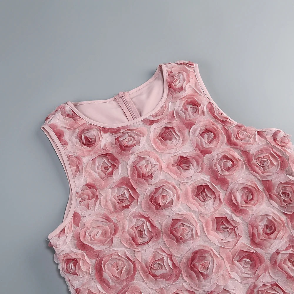 Classic Rose Cloud Cocktail Dress – Draped Look