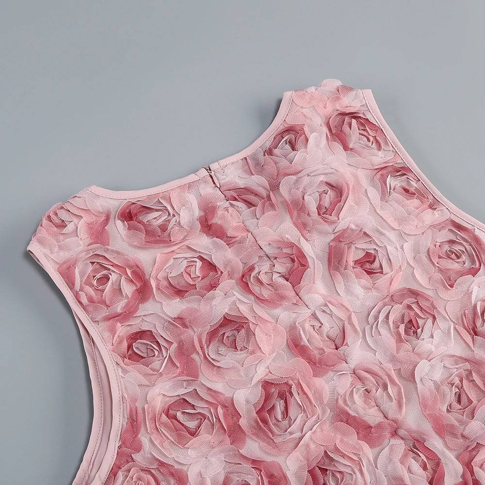Classic Rose Cloud Cocktail Dress – Worn View