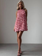 Classic Rose Cloud Cocktail Dress – Detail View