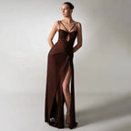 Captivating Silken Dusk Evening Dress – Side View