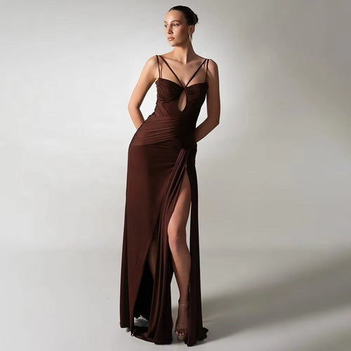 Captivating Silken Dusk Evening Dress – Side View