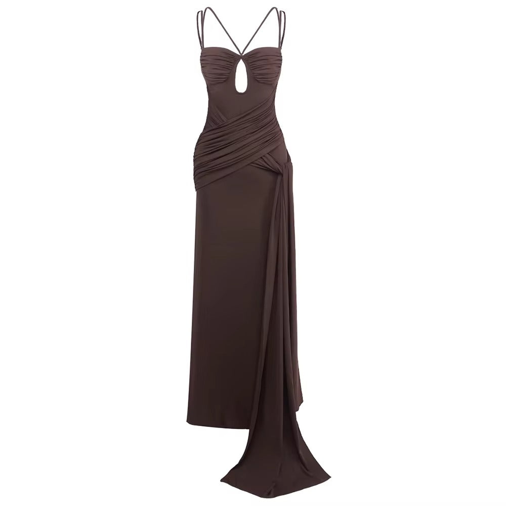 Captivating Silken Dusk Evening Dress – Back View