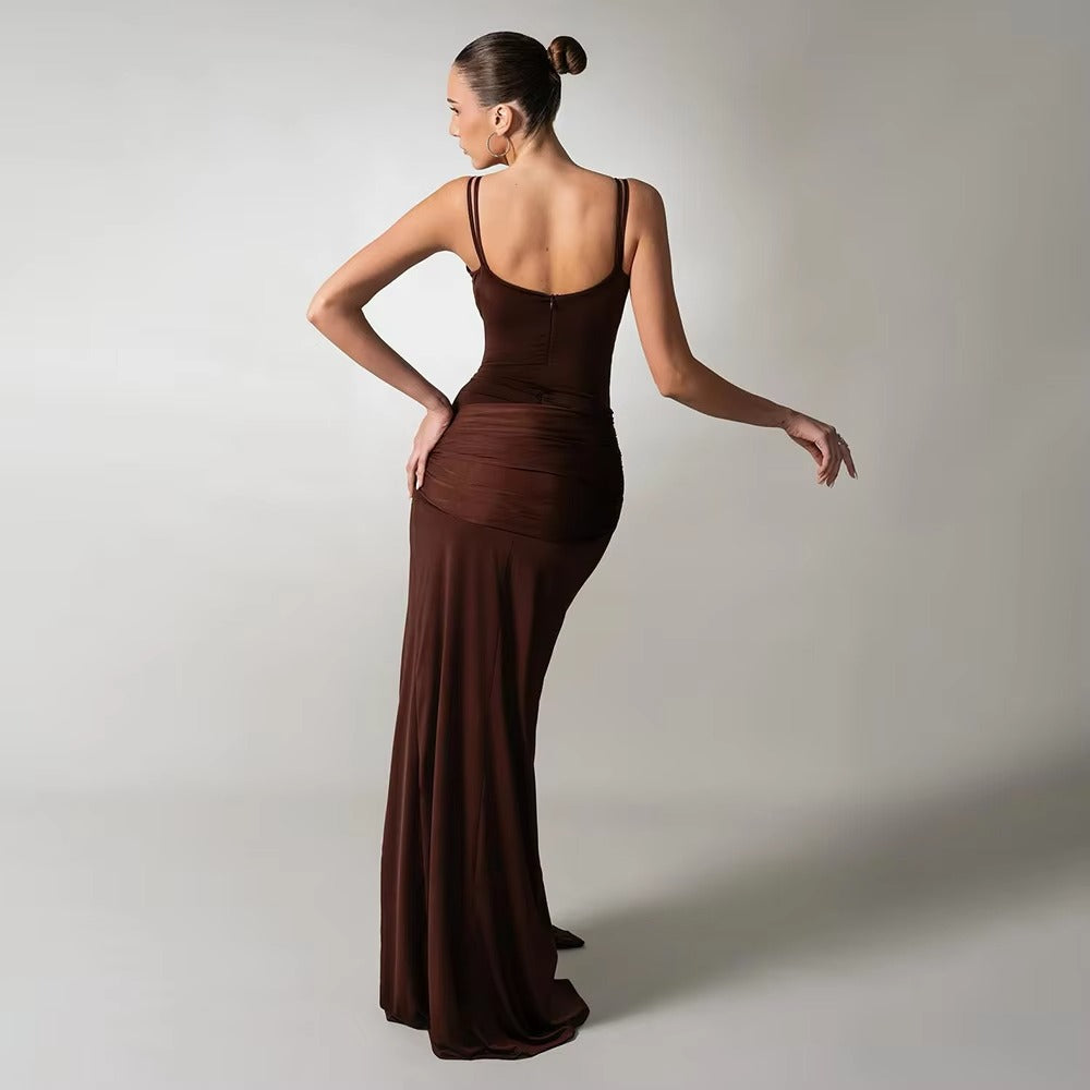 Captivating Silken Dusk Evening Dress – Detail View