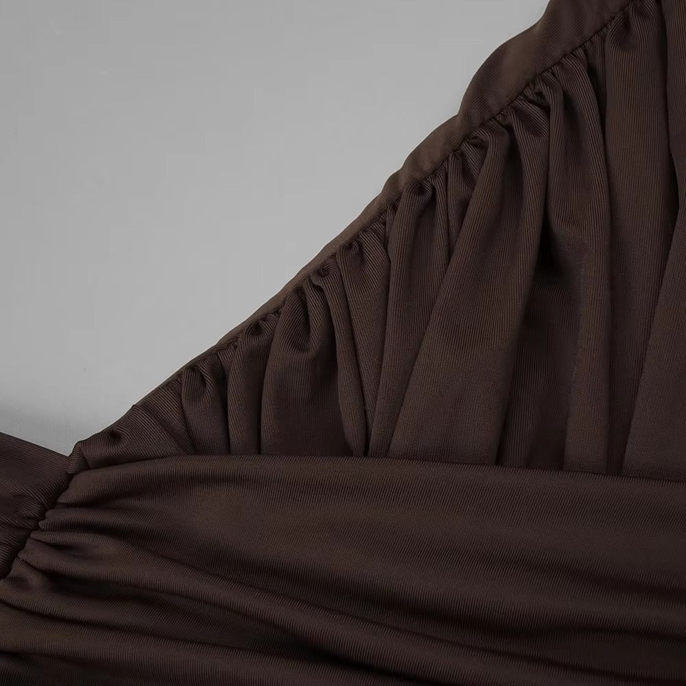 Captivating Silken Dusk Evening Dress – Draped Look