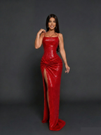 Elegant Flare Hour Evening Dress – Front View