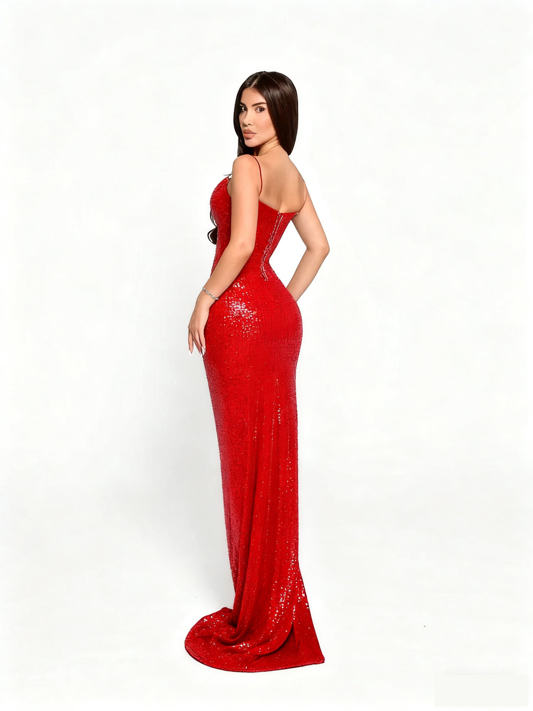 Elegant Flare Hour Evening Dress – Close Up