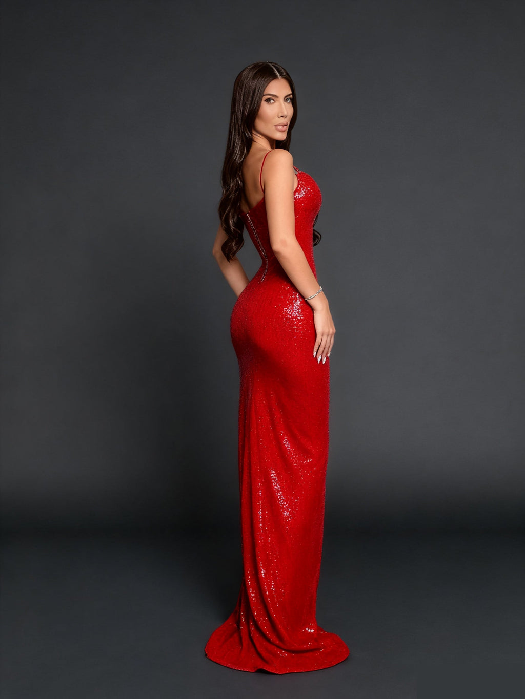 Elegant Flare Hour Evening Dress – Side View