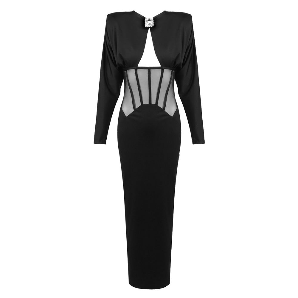 Refined Midnight Embrace Evening Dress – Close Up