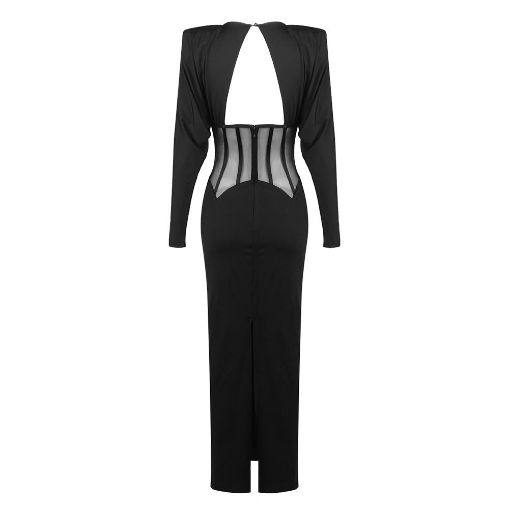 Refined Midnight Embrace Evening Dress – Back View