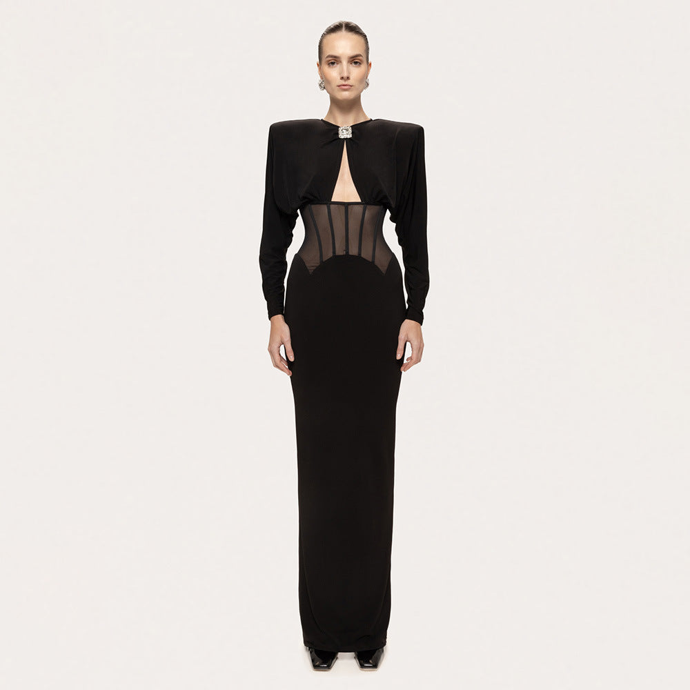 Refined Midnight Embrace Evening Dress – Close Up