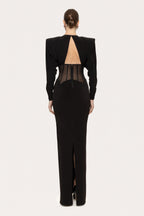 Refined Midnight Embrace Evening Dress – Back View