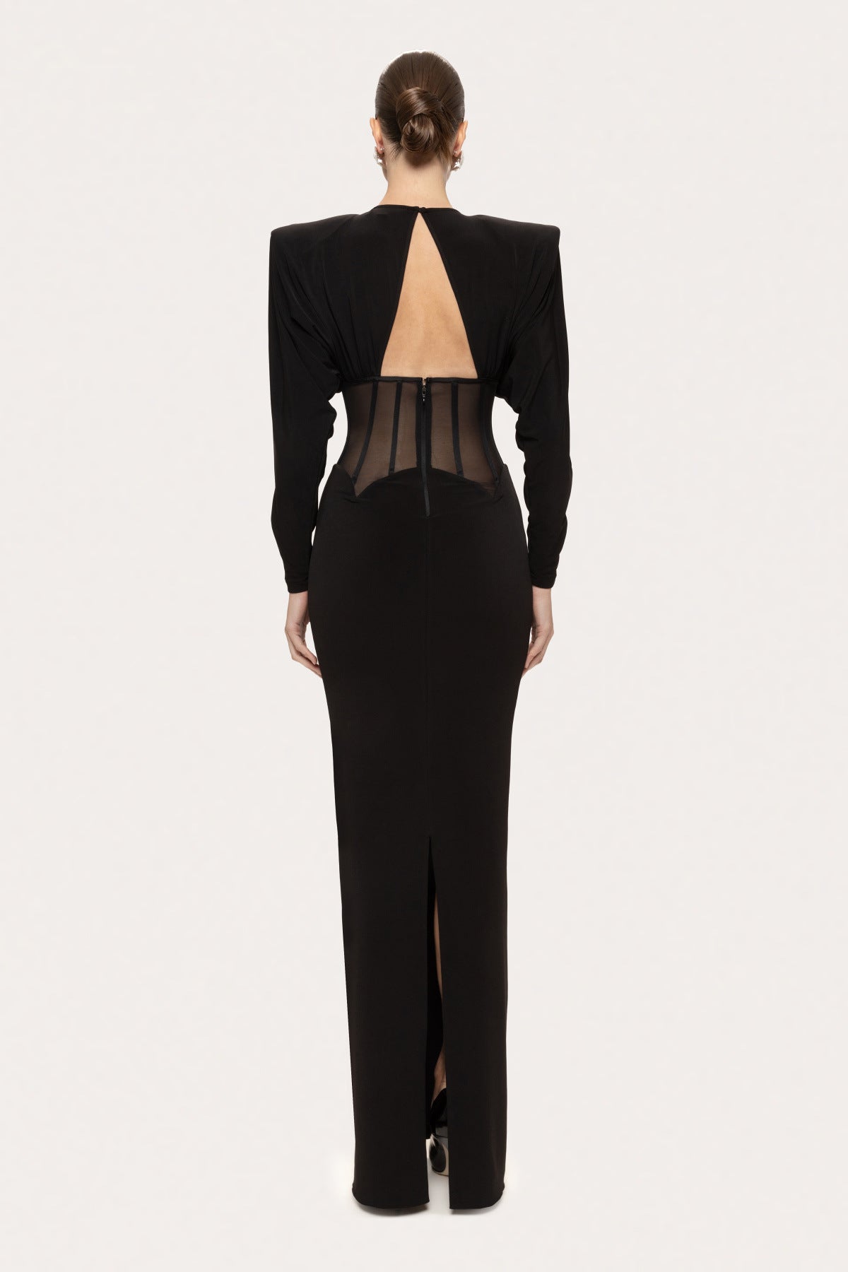 Refined Midnight Embrace Evening Dress – Back View